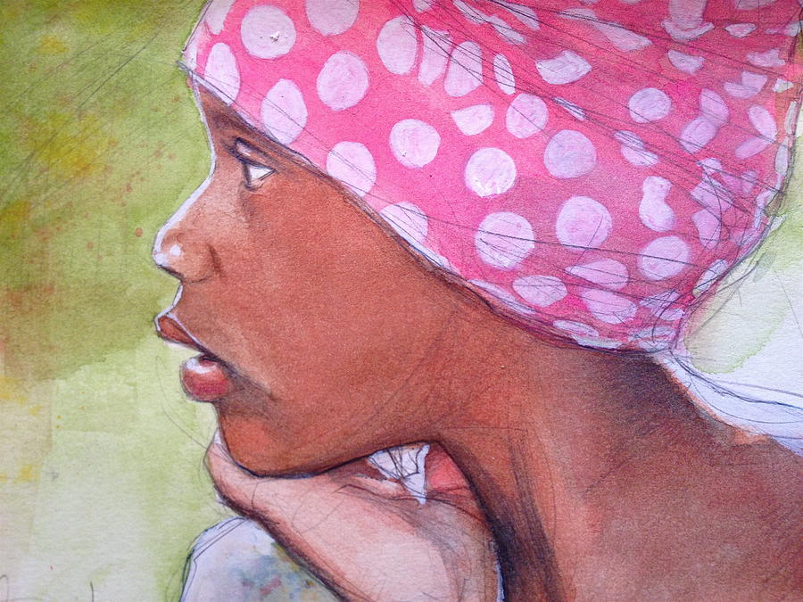 Girl Wearing Polka Dot Bandanna Painting by Gregory DeGroat