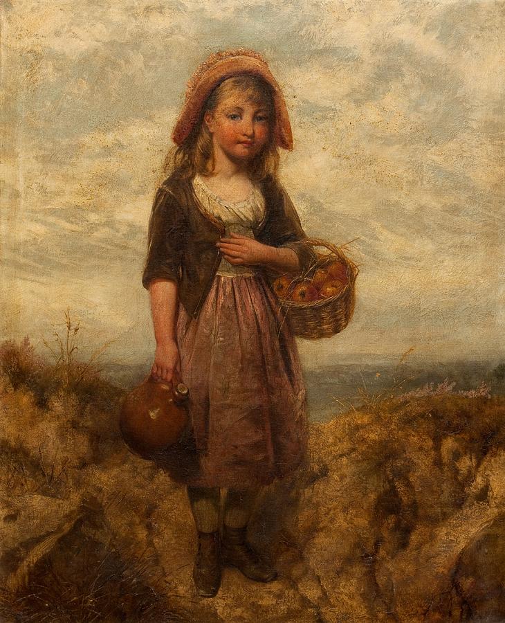 Girl With A Basket Of Apples Painting by Edward John Cobbett - Fine Art ...