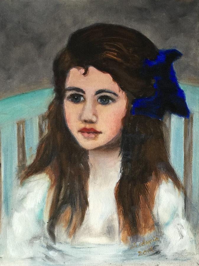 Girl With A Bow Painting by Ryszard Ludynia