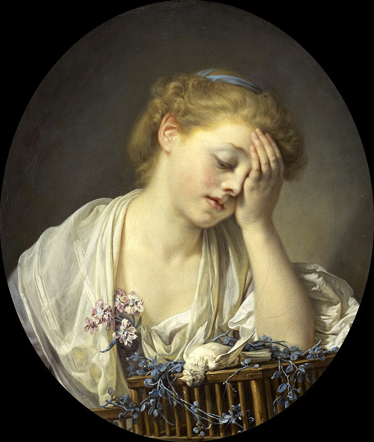Girl with a Dead Canary Painting by Jean-Baptiste Greuze
