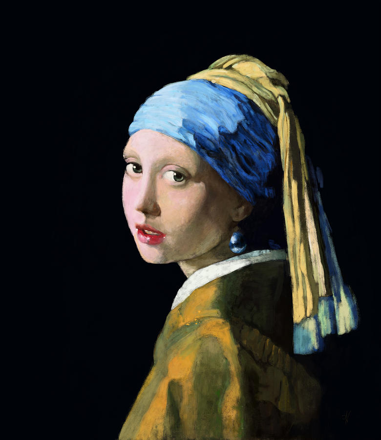 Girl with a Sapphire Earring Painting by Arie Van der Wijst