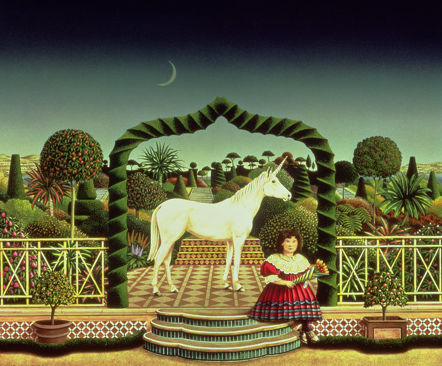 Unicorn Painting - Girl With A Unicorn by Anthony Southcombe