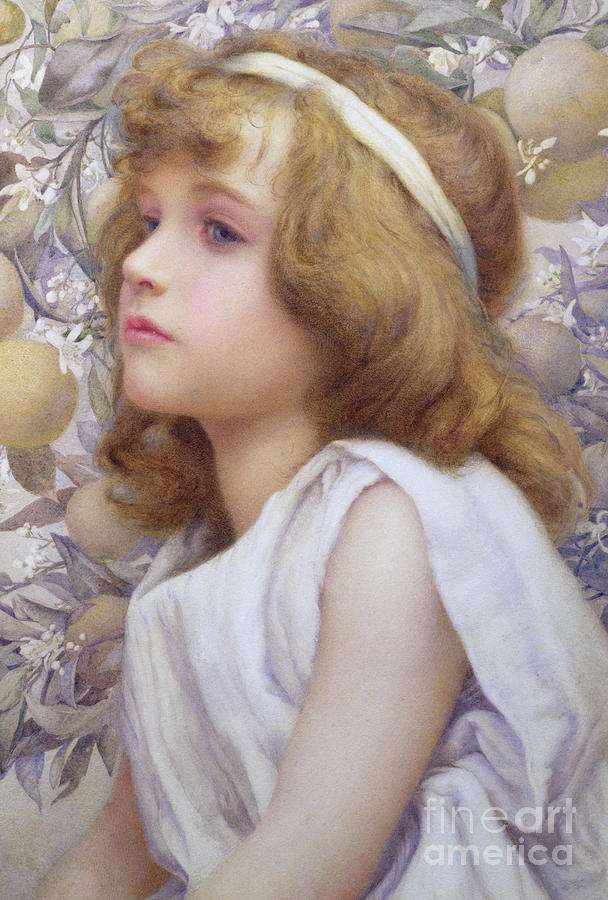 Fruit Painting - Girl with Apple Blossom by Henry Ryland