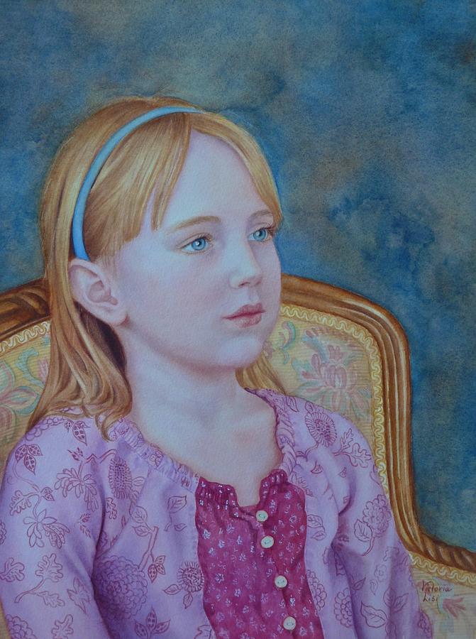 Girl with Blue Headband Painting by Victoria Lisi