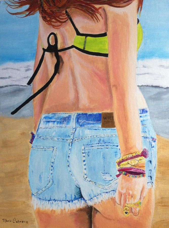 Girl with Blue Jean Shorts Painting by Mario Cabrera