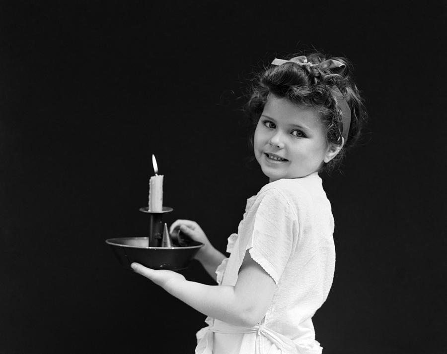 Girl With Candle, C.1940s Photograph by H. Armstrong Roberts/ClassicStock