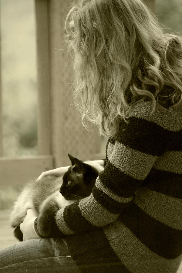Girl With Cat Photograph