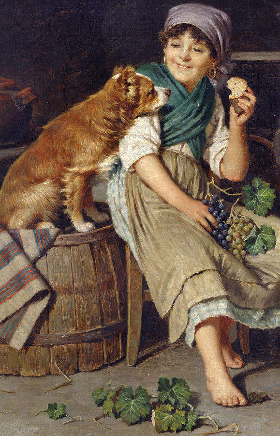 Dog Painting - Girl with Dog by Federico Mazzotta