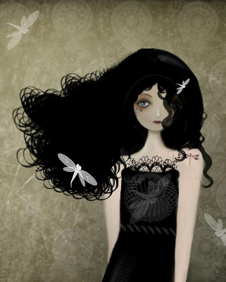 Girl with Dragonfly Tattoos Digital Art by Charlene Murray Zatloukal