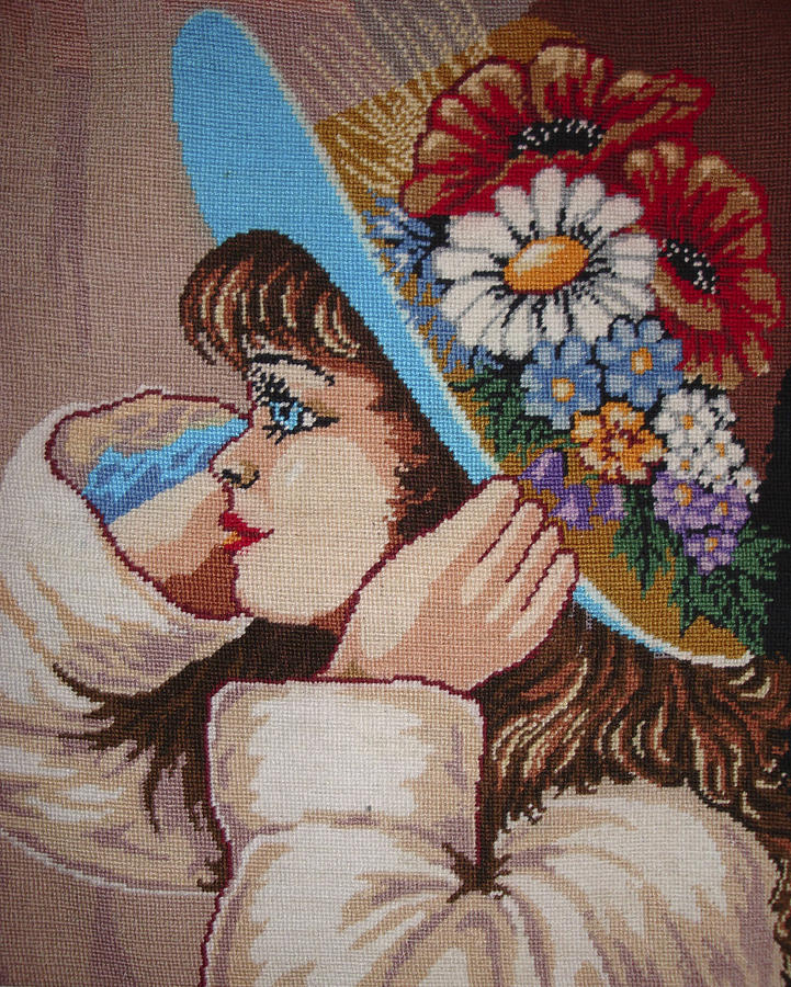 Flower Tapestry - Textile - Girl With Flowers by Eugen Mihalascu