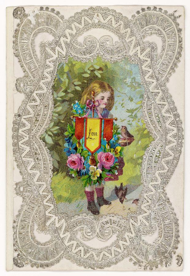 Girl With Flowers, Feeding Birds Drawing by Mary Evans Picture Library ...