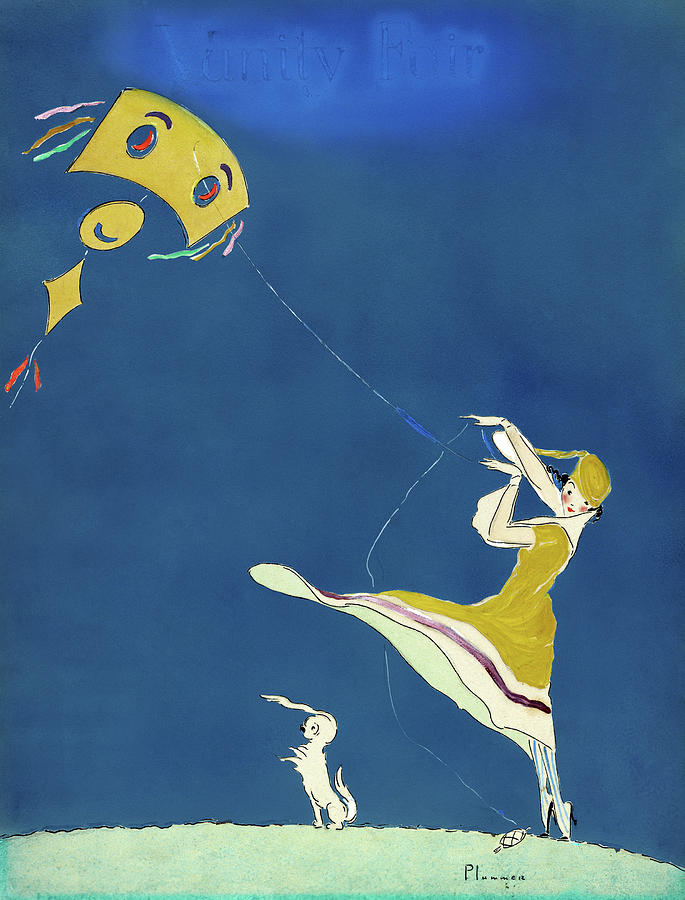Girl With Kite, C1917 Drawing by Granger