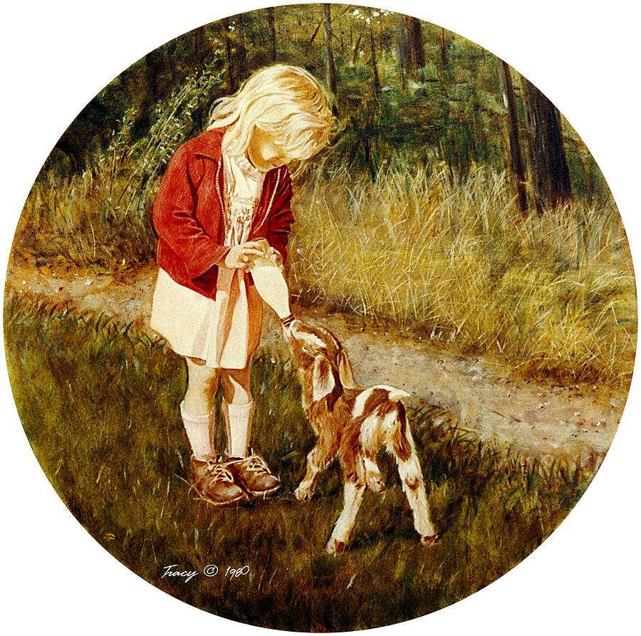 Girl with Lamb Painting by Robert Tracy