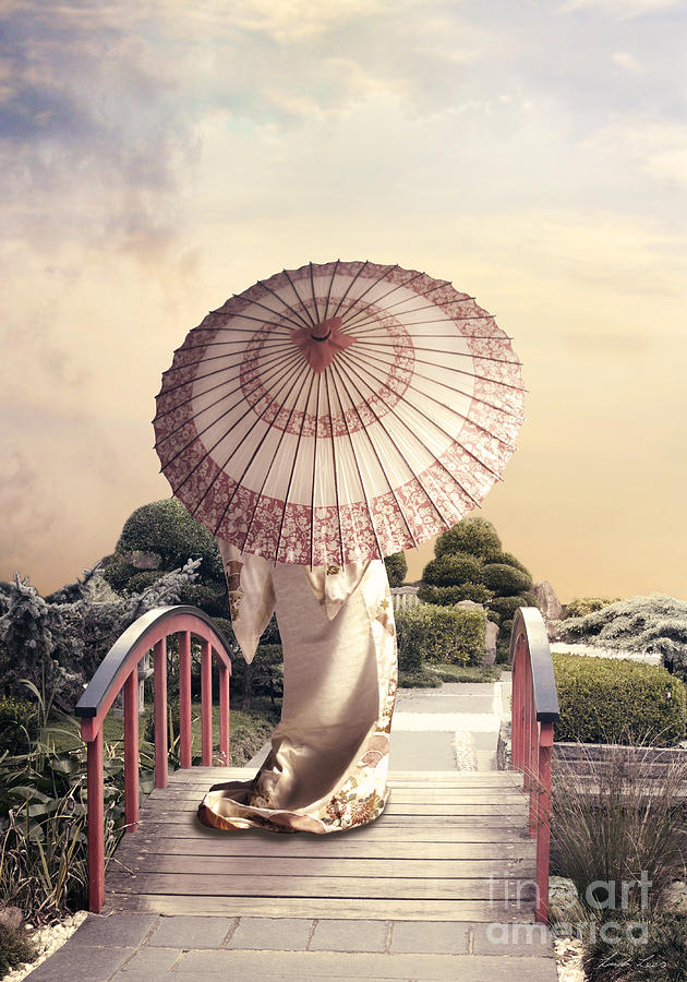 Umbrella Digital Art - Girl with Parasol by Linda Lees
