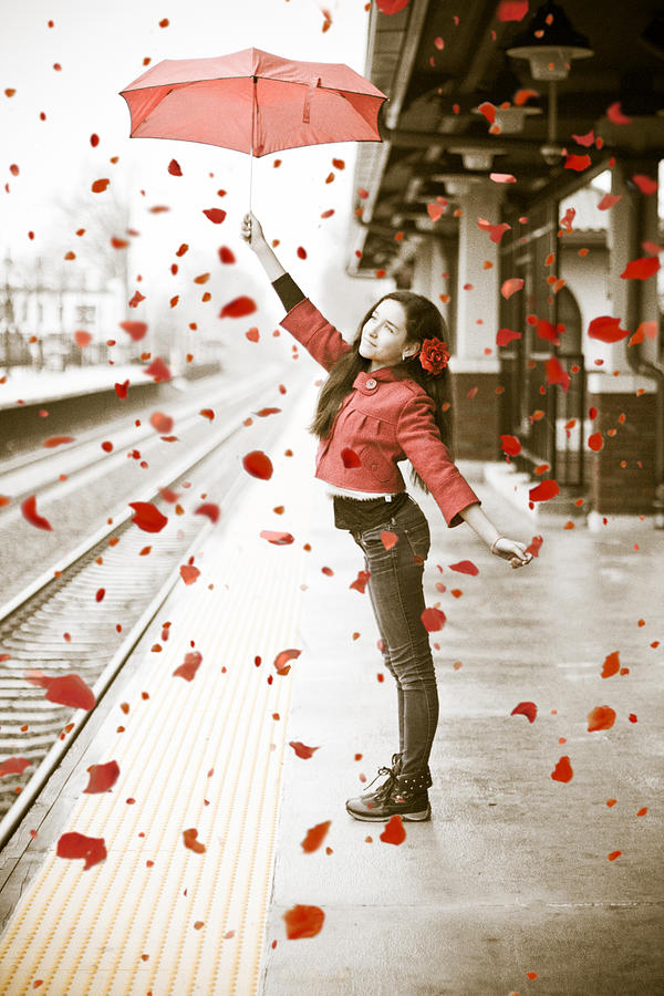 Girl with Red Umbrella Photograph by Elvira Pinkhas