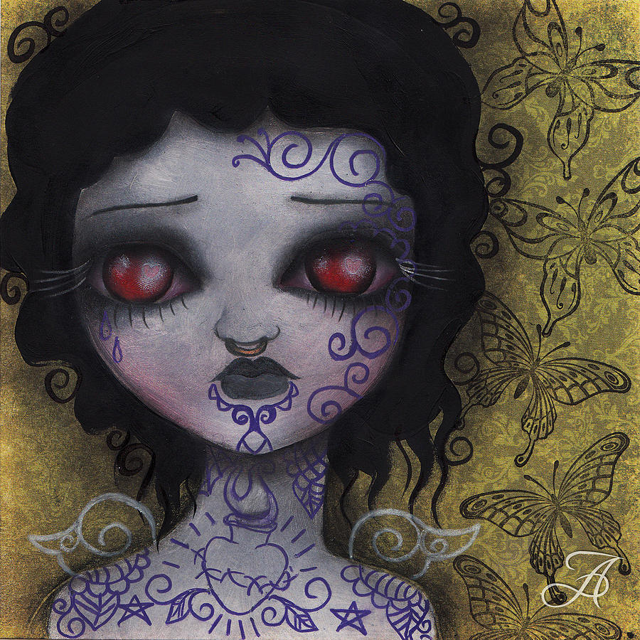 Girl with Tattoos Painting by Abril Andrade