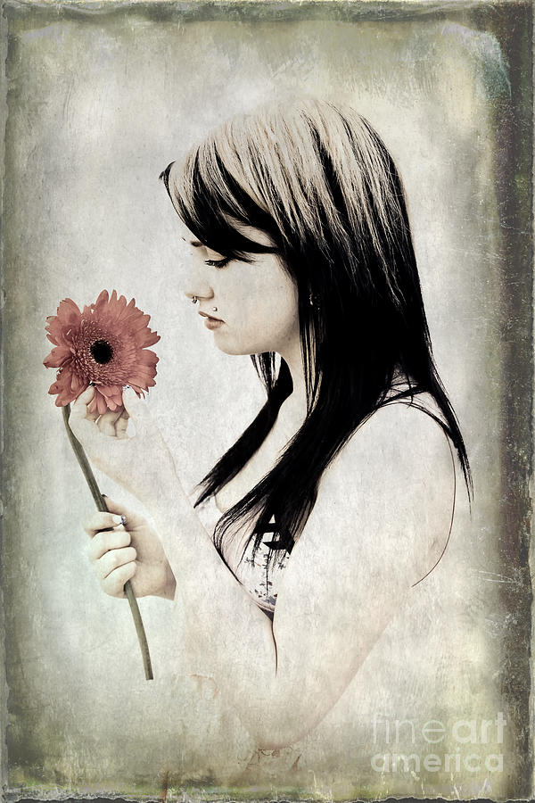 Nature Digital Art - Girl with the Flower by Lori Frostad
