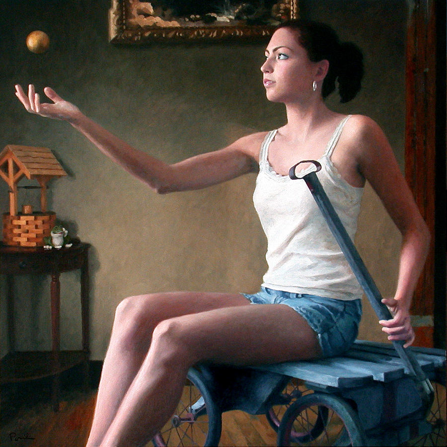 Magic Painting - Girl with the Golden Ball by Charles Pompilius