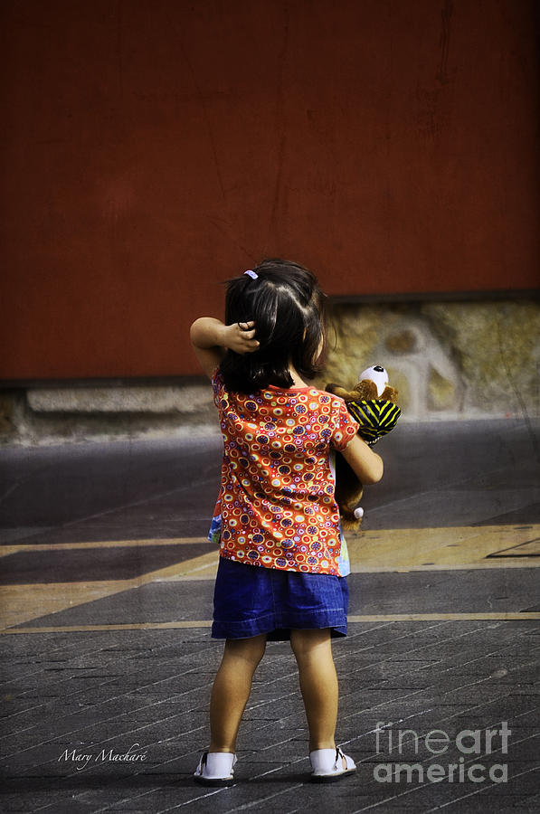 Summer Photograph - Girl with Toy Dog by Mary Machare