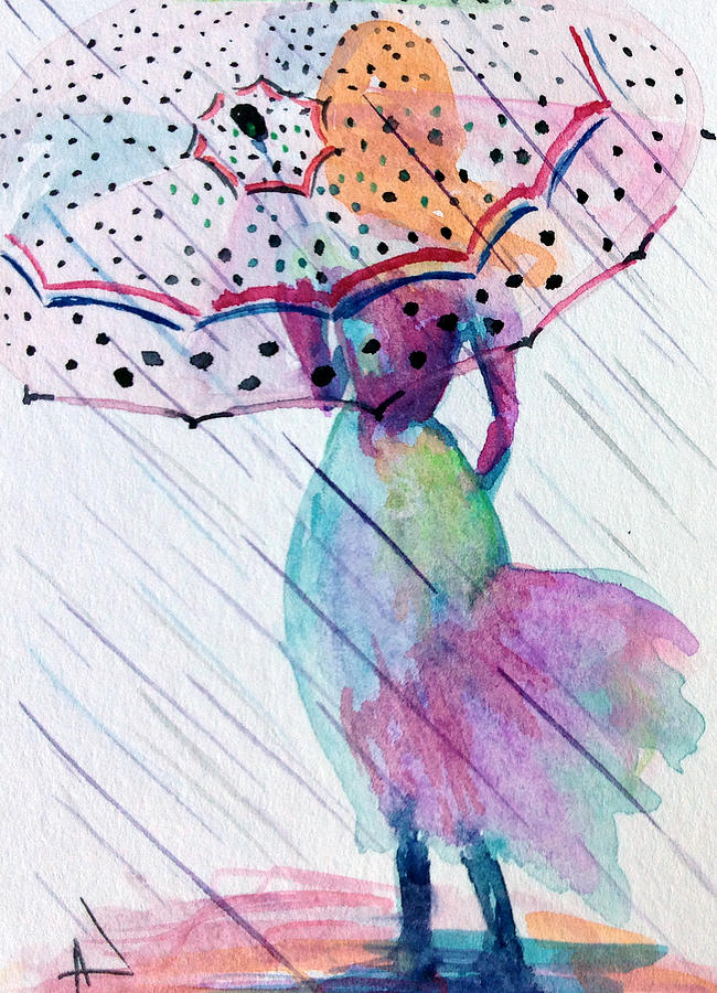 Umbrella Painting - Girl with Umbrella Dot by Patricia Lazaro
