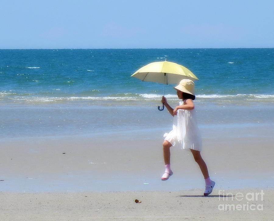 Girl with Umbrella on the Beach Photograph by Ted Guhl