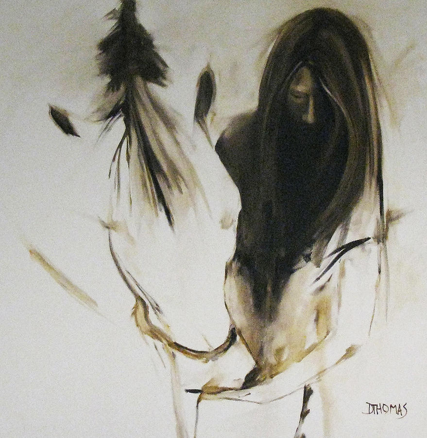 Girl with White Horse Painting by Donna Thomas