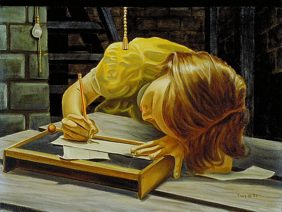 Girl Writing Painting by Robert Tracy
