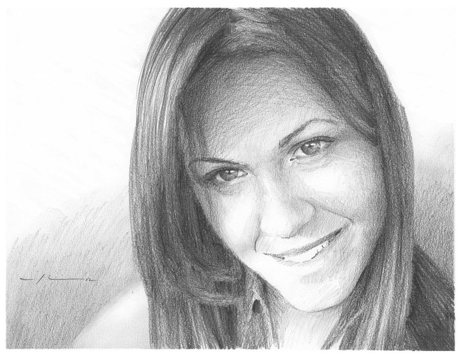 Girlfriend Pencil Portrait Painting by Mike Theuer