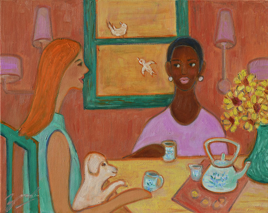 Girlfriends Teatime Painting by Xueling Zou