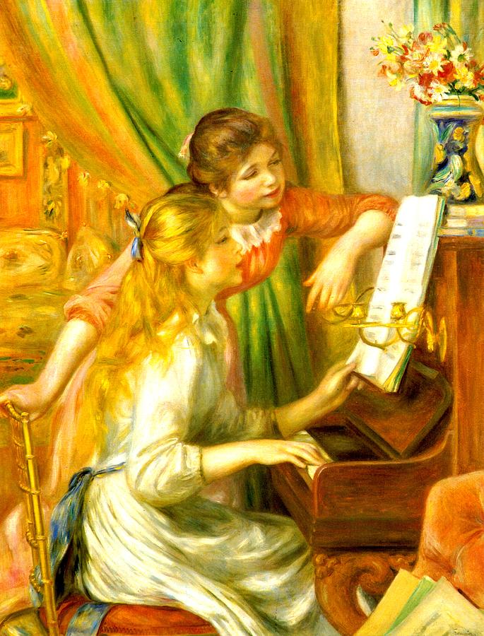 Girls At The Piano Digital Art by Pierre-Auguste Renoir