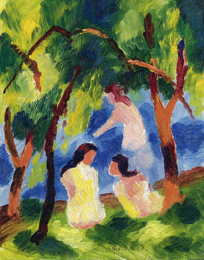 August Macke Painting - Girls Bathing by August Macke