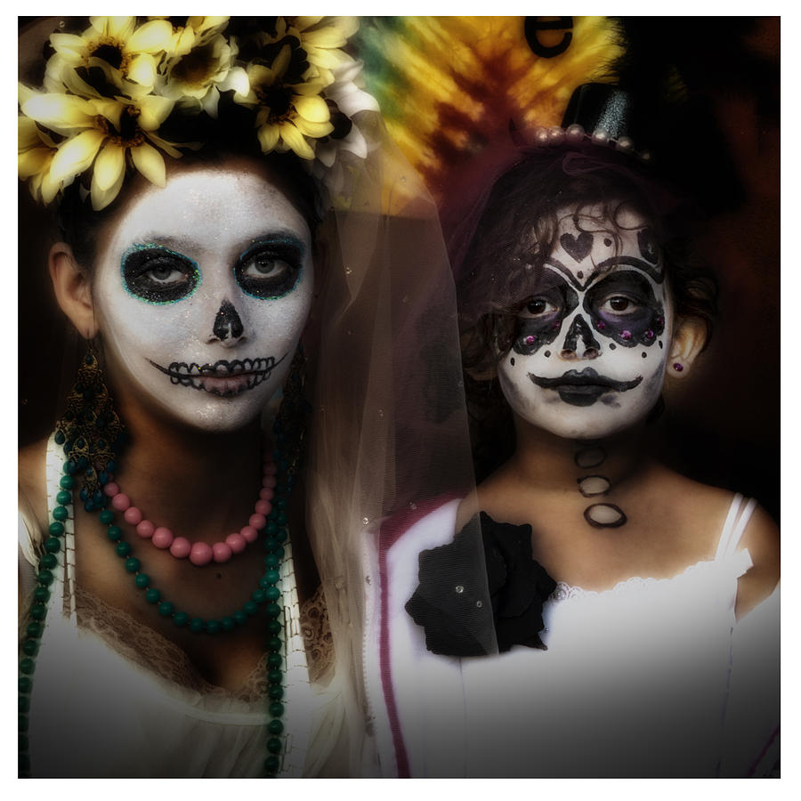 Girls in costume for Dia Los Muertos Photograph by Gary Warnimont