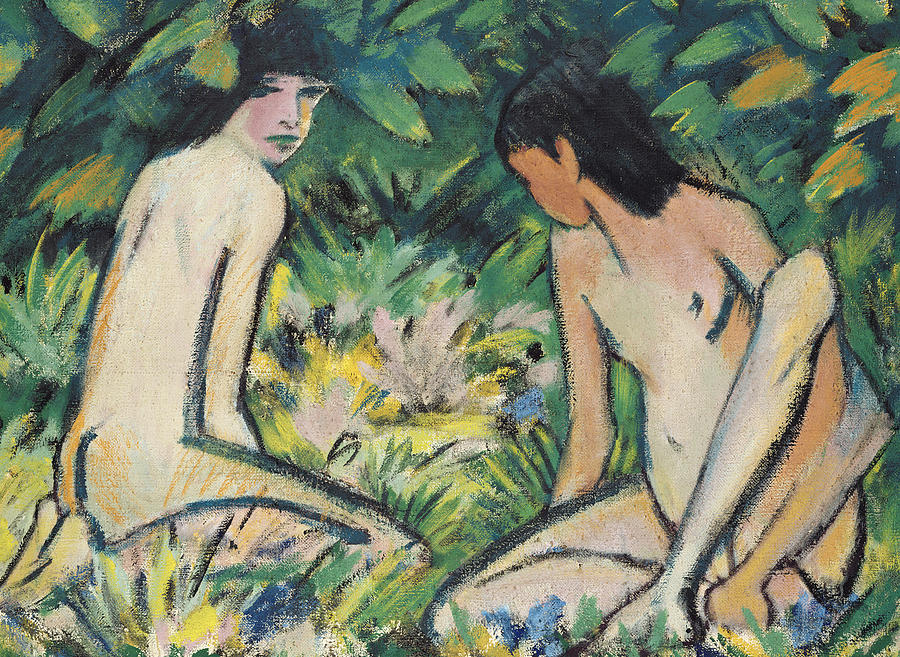 Nude Painting - Girls in the Open Air by Otto Mueller or Muller