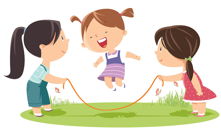 Girls playing jump rope Drawing by Pijama61