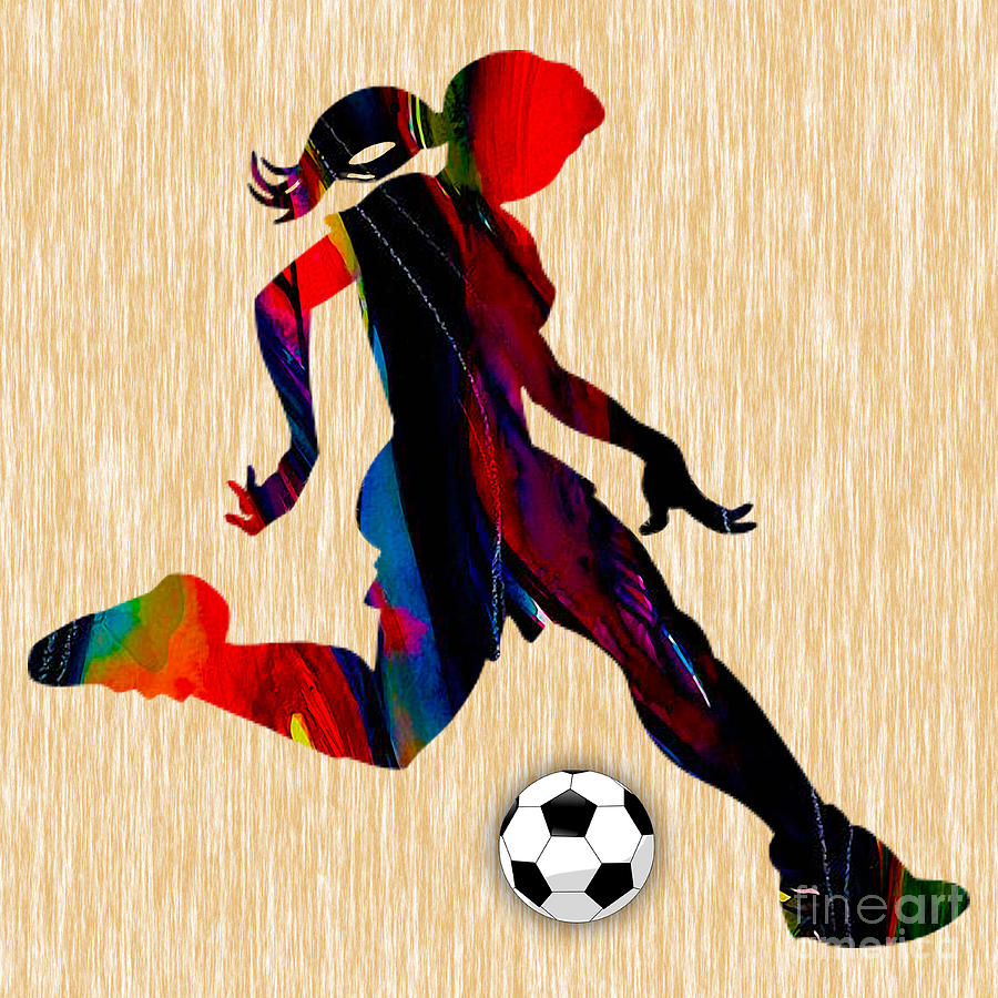 Girls Soccer Mixed Media by Marvin Blaine