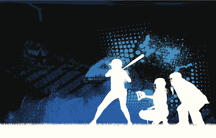 Girls Softball Batter All-Star Background Drawing by KeithBishop