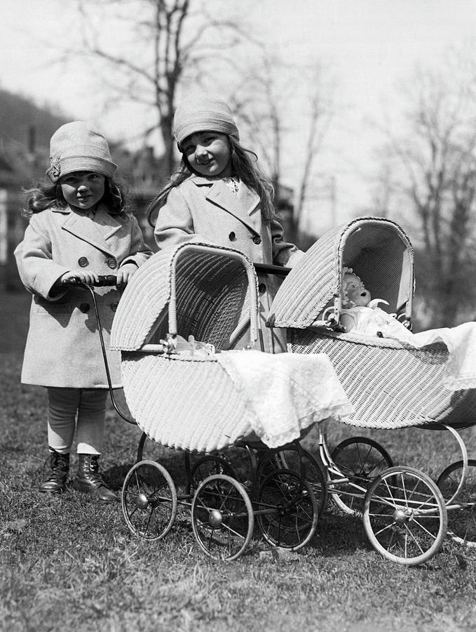 Girls With baby Carriages Photograph by Underwood Archives
