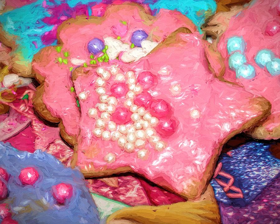 Girly Pink Frosted Sugar Cookies Painting by Tracie Schiebel
