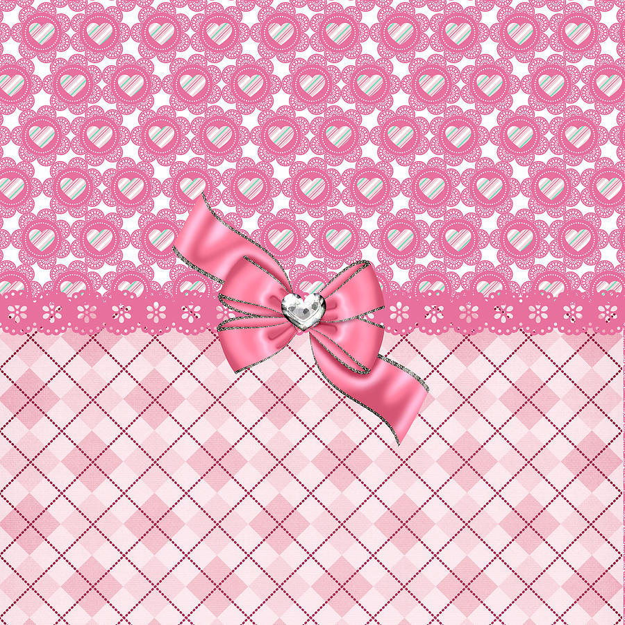 Girly Pink Hearts And Argyle Digital Art by DMiller