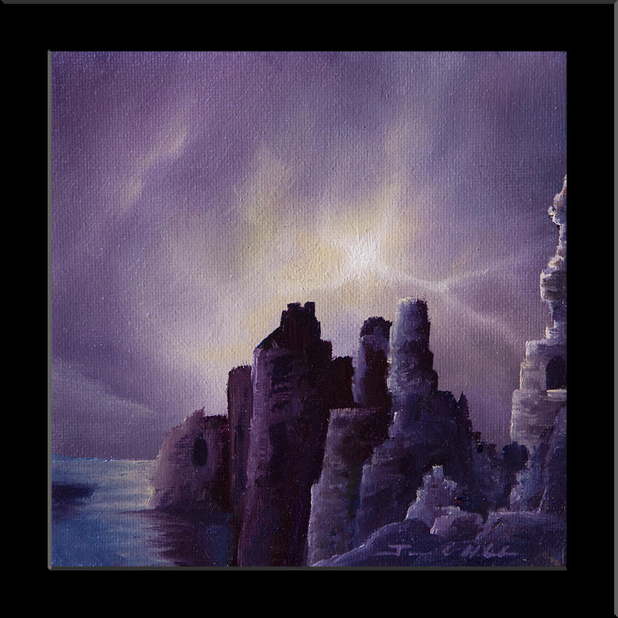 Sunset Painting - Girnigoe Castle by James Hill