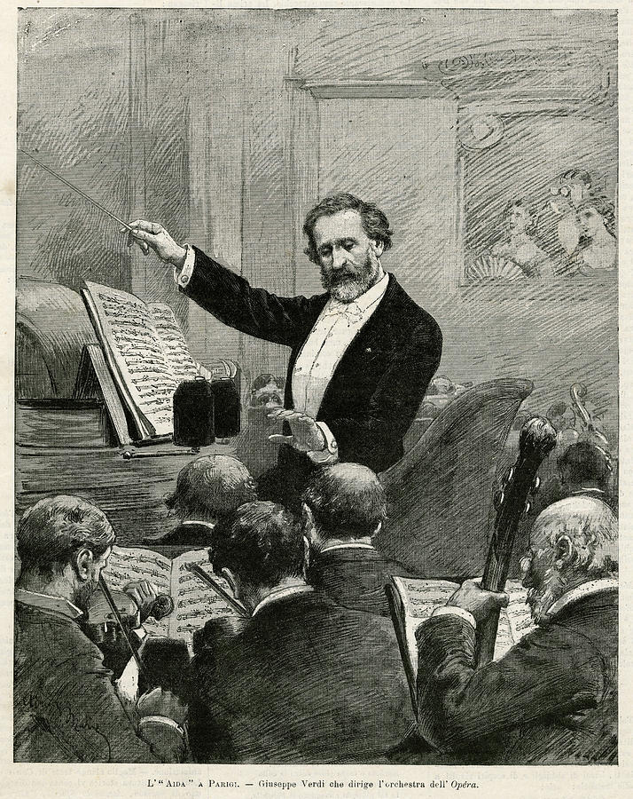 Paris Drawing - Giuseppe Verdi Conducts His Aida by Mary Evans Picture Library Paris Drawing - Giuseppe Verdi Conducts His Aida by Mary Evans Picture Library