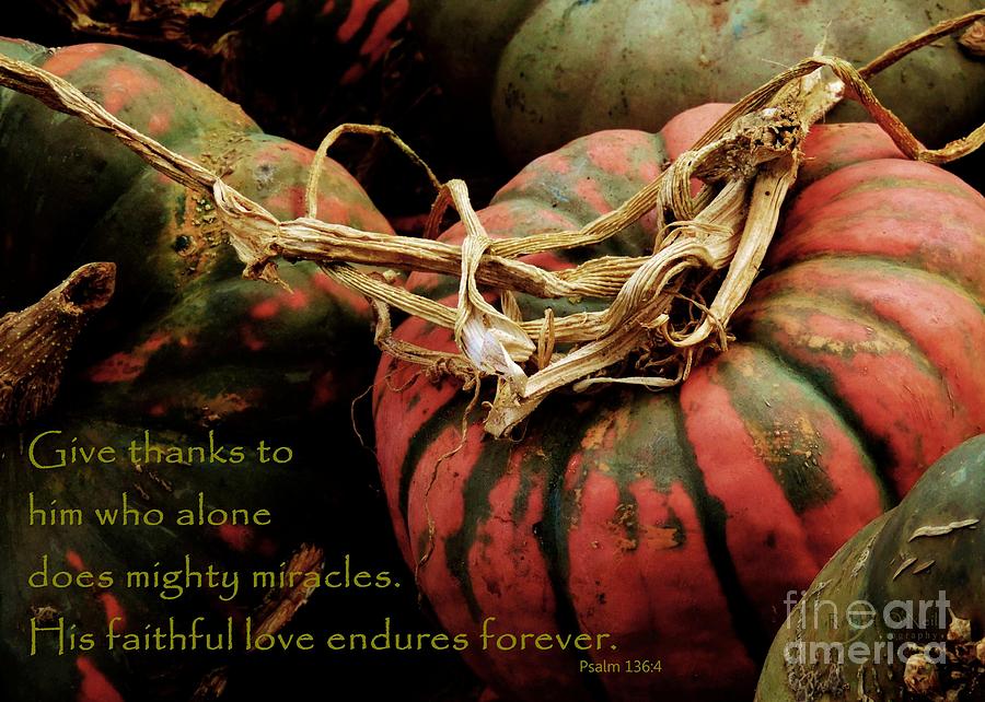 Thanksgiving Photograph - Give Thanks Psalm 136 4 by Robert ONeil