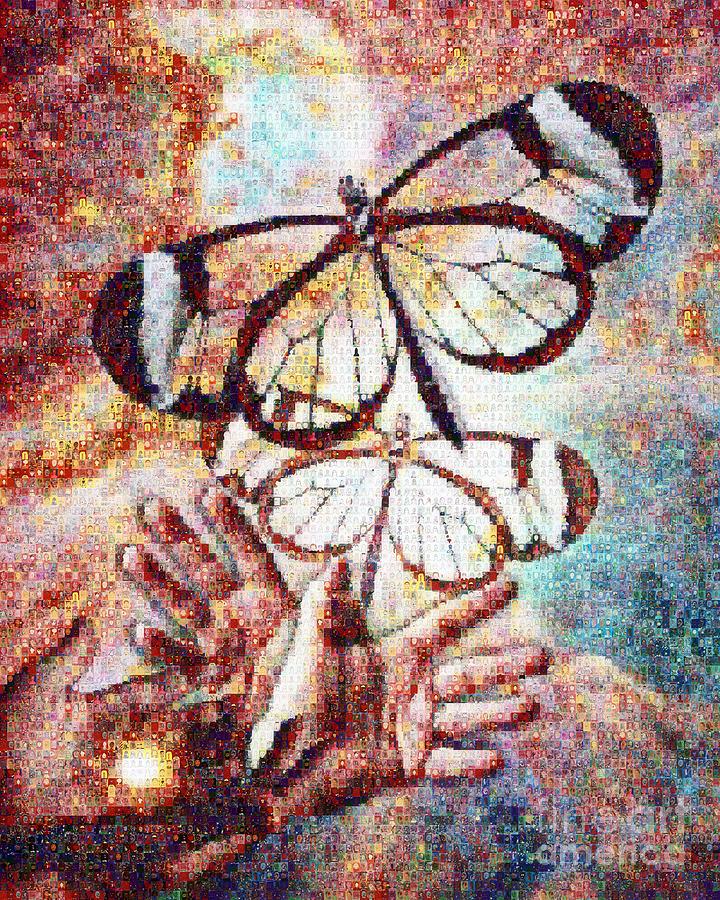 Butterfly Painting - Giving Transforms the Giver by Robert Silvers Photomosaic from Anne Watson Composition