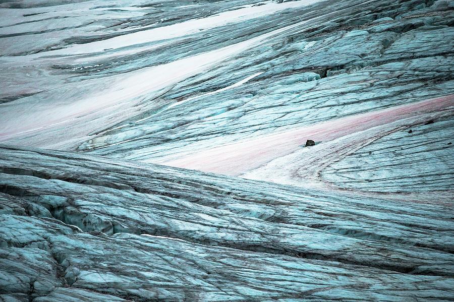 Glacial Crevasses And Pink Algae Blooms Photograph by Peter J. Raymond