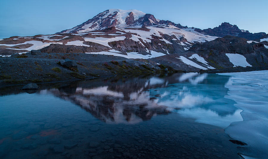 National Parks Photograph - Glacial Rainier Morning Reflection by Mike Reid
