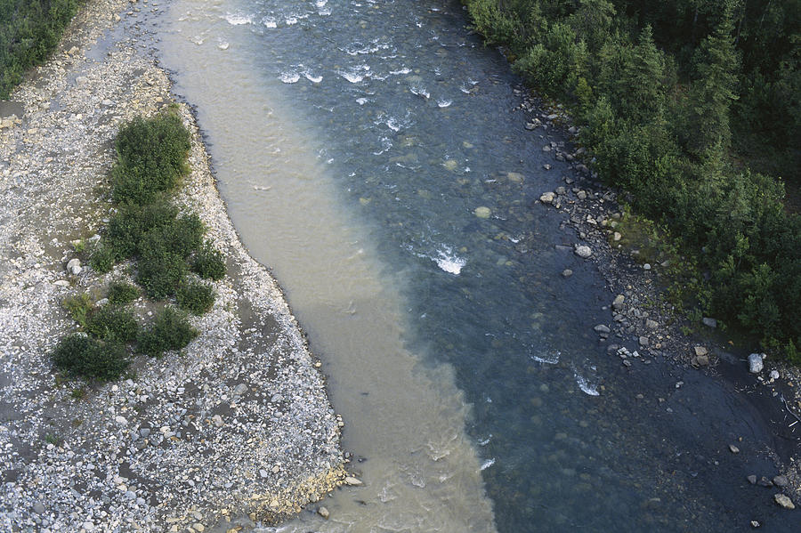 Glacial Stream Meets River Photograph by Carleton Ray