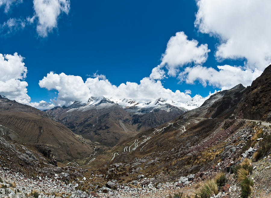 Glacier and mountain roads in Peru Photograph by U Schade