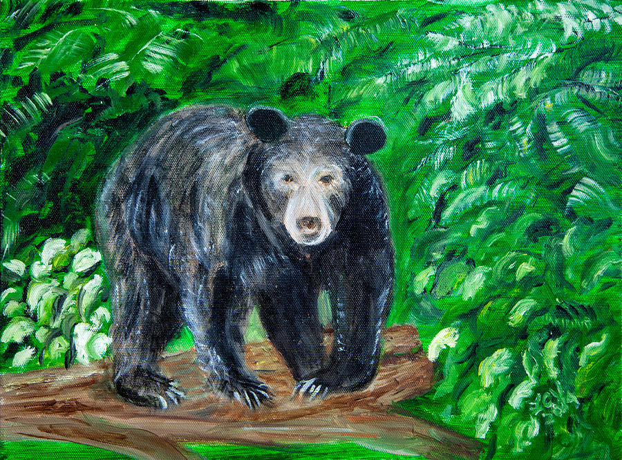 Glacier Black Bear Painting by Lucille  Valentino