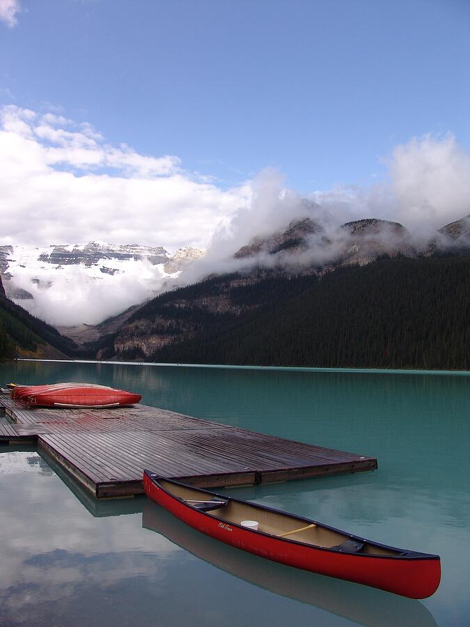 Victoria Glacier Canoes - Lake Louise, Alberta Photograph