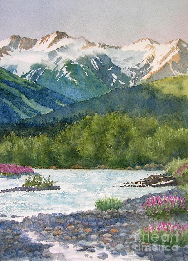 Glacier Creek Summer Evening Painting by Sharon Freeman